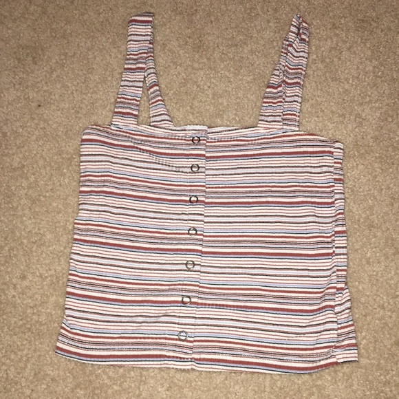 Girls Xs striped crop top with buttons - Picture 1 of 3